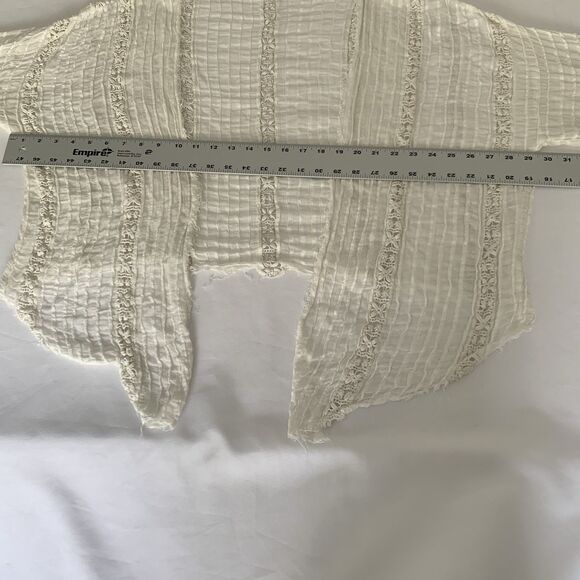 Free People One Willow Kimono White Lace Floral Open Front Tie Beach Boho Preppy - Picture 8 of 12